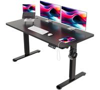 Devoko Escritorio Elevable Eléctrico 160 * 80cm Mesa para Computadora Ajustable en Altura con Bandeja de Gestión de Cables y Memoria de 3 Funciones,con Tecnología Anticolisión Negro