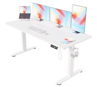 Devoko Escritorio Elevable Eléctrico 180 x 80 cm Blanco | Ajuste eléctrico de altura, 3 memorias de altura, Gestión de cables integrada, Tecnología anticolisión