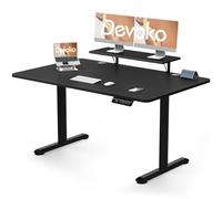 Devoko Escritorio Elevable Eléctrico con Tablero, Escritorio Regulable en Altura 73-118cm, 2 Opciones de Memoria Inteligente para Estudiar y Trabajar (Negro, 140x60cm)