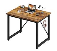 Devoko - Escritorio pequeño para ordenador, 80 cm, escritorio de estudio para espacios pequeños, escritorio para estaciones de trabajo en casa, estilo industrial, marrón rústico