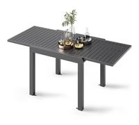 Devoko Mesa De Jardín Extensible,80 X 80 X 75 Cm,Mesa Exterior Extensible Aluminio,Muebles De Jardín para Balcones Y Terrazas, Se Extiende hasta 160 Cm, Gris Oscuro