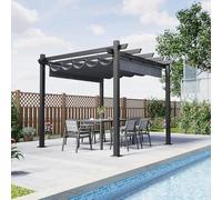Devoko Pergola Bioclimatica 3x3m, Pergolas de Jardin, con Fijaciones Magnéticas y Zona de Sombra Ajustable, Cenador Pergolas de Aluminio, Adecuada para Escenarios como Jardines y Patios, Negro