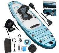 Devoko Tabla Paddle Surf Hinchable 320cm 2 en 1 con Hinchable Plazas, Asiento y Accesorios hasta 130kg para Surf, Pesca, Yoga, Azul Claro