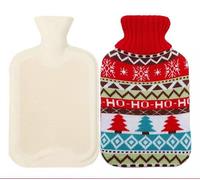 Devola Bolsa de agua caliente con funda de invierno suave pelusa, botella de agua caliente rectangular con cubierta lavable para botellas de punto, botella de cama para niños, bebés, adultos, 1 L,
