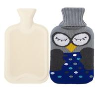 Devola Bolsa de agua caliente con funda de invierno suave pelusa, botella de agua caliente rectangular con cubierta lavable para botellas de punto, botella de cama para niños, bebés, adultos, 1 L,