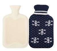 Devola Bolsa de agua caliente con funda de invierno suave pelusa, botellas de agua caliente rectangulares con cubierta lavable para botellas de punto, botella de cama para niños, bebés, adultos, 2 L,