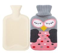 Devola Bolsa de agua caliente con funda de invierno suave pelusa, botellas de agua caliente rectangulares con cubierta lavable para botellas de punto, botella de cama para niños, bebés, adultos, 0,5