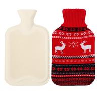Devola Bolsa de agua caliente con funda de invierno suave pelusa, botellas de agua caliente rectangulares con cubierta lavable para botellas de punto, botella de cama para niños, bebés, adultos, 2 L,