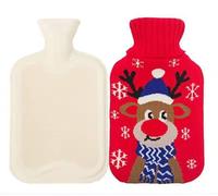 Devola Bolsa de agua caliente con funda de invierno suave pelusa, botellas de agua caliente rectangulares con cubierta lavable para botellas de punto, botella de cama para niños, bebés, adultos, 1 L,