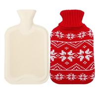 Devola Bolsa de agua caliente con funda de invierno suave pelusa, botellas de agua caliente rectangulares con cubierta lavable para botellas de punto, botella de cama para niños, bebés, adultos, 0,5