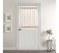 Devola Visillo de lino con aspecto de lino, cortina larga, moderna, monocolor, cortina semitransparente, cortina para puerta, cortina de ventana, cortina de cocina, cortina corta, arena, 1 unidad
