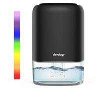 Devology Mini Deshumidificador Portátil Compacto 1100ml - Eléctrico y Energéticamente Eficiente - Eliminador de Moho, Humedad y Condensación - Super Silencioso <30dB 7 Colores LED para Luz de Ambiente