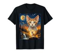 Devon Rex Cat Aullando a la Luna Camiseta