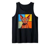 Devon Rex Cat Pop Art Divertido para dueños y Amantes de los Gatos Camiseta sin Mangas