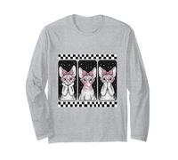 Devon Rex Cat Trio, Lazo Estilo Coqueta, Estilo Chicle, Estilo Retro Manga Larga