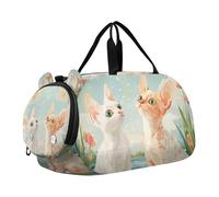 Devon Rex Cats River - Bolsa de lona para gimnasio con compartimento para zapatos, ligera, para fin de semana, para práctica escolar, deportes, viajes