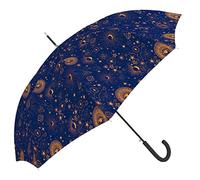 Devota & Lomba Paraguas de mujer largo Automático- Sistema Antiviento- Ligero-Práctico- Estampado Planetas y Estrellas-Diámetro 102cm- Azul