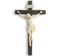 DevotedWalls Cruz realista de Jesucristo de 14 pulgadas de alto para iglesia, capillas y hogar, arte de pared de resina en blanco y negro