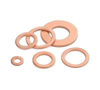 DeVow 50 piezas de 1 mm de espesor M2.5 3 4 5 6 7 8 9 10 11 12 13 14-20 arandela de cobre junta sólida tapón de cárter sello de aceite(14x22x1mm)