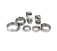 DeVow Abrazaderas de manguera de una sola oreja de acero inoxidable 304 de 5,3 mm a 21 mm Mini clips SS304 Abrazadera de tubería continua for sellar todo tipo de(10.8-13.3mm(20pcs))