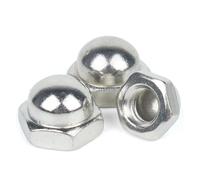 DeVow Tuerca ciega DIN1587 M3 M4 M5 M6 M8 M10 M12 M14 M16 M20 M24, acero inoxidable 304, nailon negro, tapa de latón, tuercas ciegas tipo cúpula(Nickel plated,M3 (50pcs))