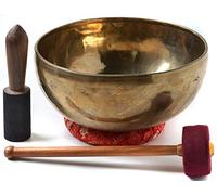 Devyom /Billy Held - Juego de cuencos tibetanos con accesorios (gelificados a mano, metal, dorados, 1700-1800 g)