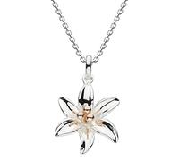 Dew 9083RG - Collar con colgante con diseño de lirio (plata de ley, oro rosa, 45,7 cm)