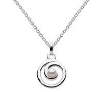 Dew - Collar con colgante de mujer de plata de ley en espiral con perla 46 cm