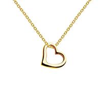 Dew Collar de corazón abierto, plata de ley, diseño clásico, cadena de 45,7 cm, delicado colgante de corazón asimétrico, símbolo de amor, compasión y romance, 18", Plata esterlina, No es una piedra