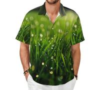 Dew on the Grass - Camisa de manga corta con botones para el verano, Negro, X-Small-8X-Large