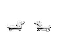 Dew Pendientes de tuerca con diseño de perro salchicha, plata de ley, diseño de perro salchicha, bonito y divertido diseño de animales, talla única, Plata, Sin piedra preciosa