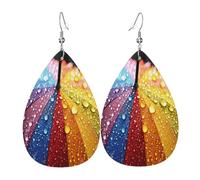Dew Umbrella - Pendientes de piel con forma de lágrima para mujer, ligeros, de PVC, ganchos de plata 925, impresiones de doble cara, regalo hipoalergénico