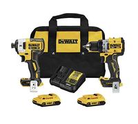DEWALT 20V MAX* XR inalámbrico de 1/2 pulgadas. Taladro/destornillador y 1/4 pulgadas. Kit de destornillador de impacto con (2) baterías de 2 Ah y cargador (DCK248D2)