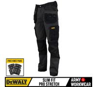 Dewalt Ajustado Trabajo Pantalón Pro Elástico Cartuchera & Bolsillos Rodilla +