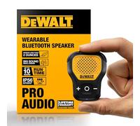DEWALT Altavoz Bluetooth portátil resistente al agua, Jobsite Pro, con clip mejorado, micrófono integrado, altavoz portátil inalámbrico
