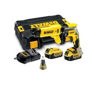 DeWalt - Atornillador Panel yeso sin escobillas XR 18V con 2 baterías Li-Ion 4Ah + Cargador rápido de tornillos y maletín TSTAK