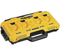DEWALT DCB104-QW - Cargador rápido de cuatro sistemas, 18V incluyendo baterías XR Flexvolt, carga simultánea de 4 baterías, con indicador LED.