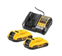 DeWalt DCB1104D2-QW, Kit de baterías y cargador, 2x Baterías DCB183-XJ, 1 x cargador rápido DCB1104-QW, 18V / 2.0 Ah, Indicador de estado de carga, Compatible con máquinas con batería XR 18V