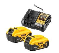 DeWalt DCB1104P2-QW, Juego de Baterías 18V 5Ah, 2x Baterías XR DCB184, Incluye Cargador Rápido para Baterías XR Slide y Baterías Flexvolt