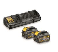 DeWalt DCB132T2-QW - Kit de 2 baterías carril XR Flexvolt 54 V / 18 V Li-ion 6, 0 Ah y cargador doble de 54 V - 18 V - 14, 4 V - 10, 8 V carril Li-ion