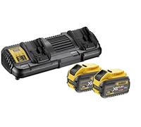 DeWalt DCB132X2-QW - Kit de 2 baterías carril XR Flexvolt 54V / 18V Li-Ion 9, 0 Ah y cargador doble de 54V - 18V - 14, 4V - 10, 8V carril Li-Ion
