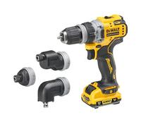 DEWALT DCD703L2T-QW - Destornillador eléctrico 12V, 2 velocidades, 3Ah, Motor sin escobillas, 4 herramientas intercambiables, Incluye 2 baterías, cargador, clip de cinturón de metal y caja TSTAK