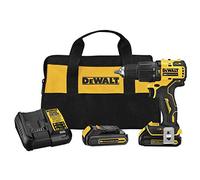 DEWALT DCD709C2 Atomic 20 V Max iones de litio sin escobillas inalámbrico compacto 1/2 pulgada. Kit de taladro de martillo con 2 baterías