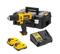 DeWalt DCD716D2-QW - Taladro Percutor XR 10.8 V 10 mm 30 Nm con 2 Baterías Li-Ion 2.0Ah y Maletín, Negro y Amarillo, 3/8_Pollice