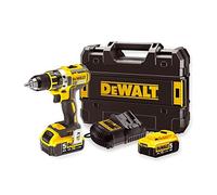 DeWALT DCD791P2-QW - Taladro Atornillador sin Escobillas XR 18 V 13 mm 70 Nm con 2 Baterías Li-Ion 5.0 Ah con Maletín Tstak, 235 W, 18 V, Negro/Amarillo