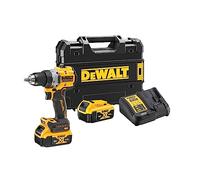 DEWALT DCD800P2T-QW - Taladro atornillador 18V, 2 velocidades, Motor sin escobillas, Portabrocas rápido de 13 mm, Luz LED, Incl. 2 baterías de 5,0 Ah, cargador y caja TSTAK