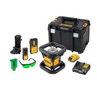 DeWalt Dce079D1G-QW - Láser rotativo (batería 18V 2.0 Ah, alcance 76/600 m) color verde - kit con detector, cargador batería, soporte, gafas, tarjeta magnética y caja TSTAK