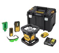 DeWalt Dce079D1G-QW - Láser rotativo (batería 18V 2.0 Ah, alcance 76/600 m) color verde - kit con detector, cargador batería, soporte, gafas, tarjeta magnética y caja TSTAK