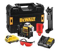 DEWALT DCE089D1R-QW - Láser Autonivelante 3 Líneas 360º con Batería DW 12V, Alcance 30m (50m con receptor), Precisión +/-3mm@10m, IP65 Resistente, Incluye Maletín y Accesorios