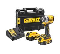 DeWalt Llave Impacto sin escobillas XR 18V 1/2" 406Nm con anillo de retención con 2 baterías Li-Ion 5Ah y maletín TSTAK, Multicolor